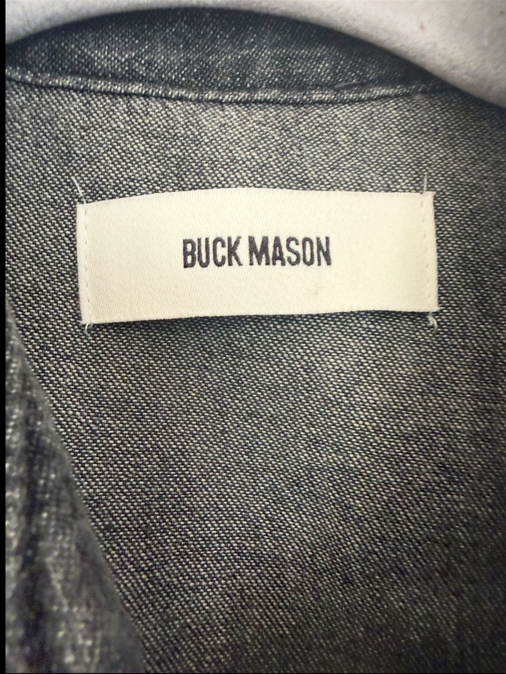Buck Mason Button Down Nep Western Shirt in Black Washed Denim - Picture 5 of 8